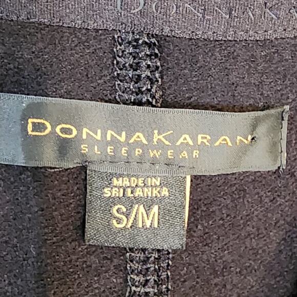 Donna Karan Sleepwear Poncho Women S/M Knit Hooded Black French Terry Soft Cozy - Picture 7 of 10